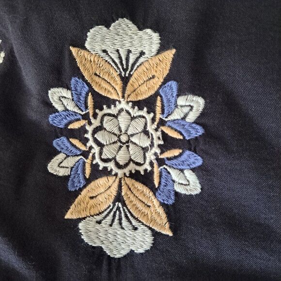 Old Navy Women's Long Sleeve Black Embroidered Boho Peasant Dress Travel Sz L - Picture 9 of 9